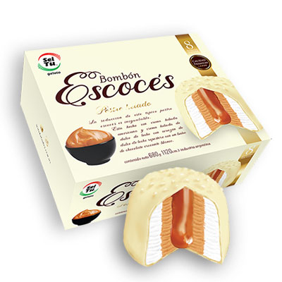 Bombón escocés con cobertura de chocolate blanco