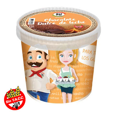 Pote de chocolate y dulce de leche sin gluten
